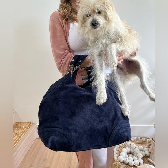 Free People NWTBBlue Suede Shopper Tote Crossbody Bag Elevate Day to Evening 🌈 - Picture 4 of 14